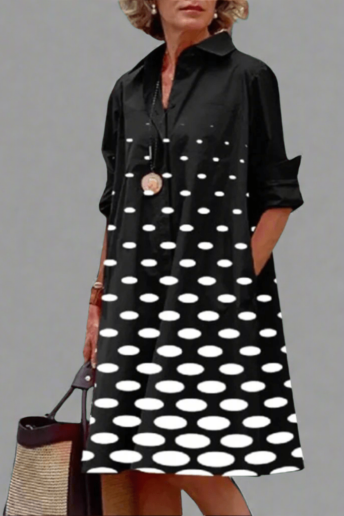 Selviane™ Monochrome Dot Shirt Dress