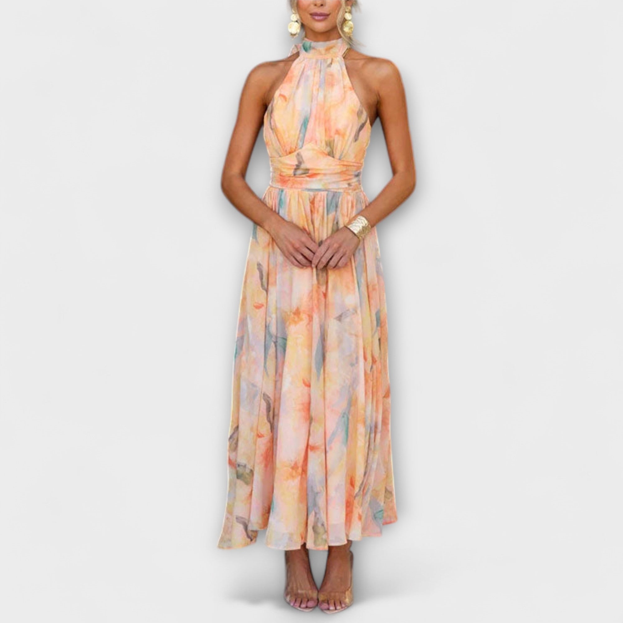 Phoebe™ Swirl Neck Maxi Dress