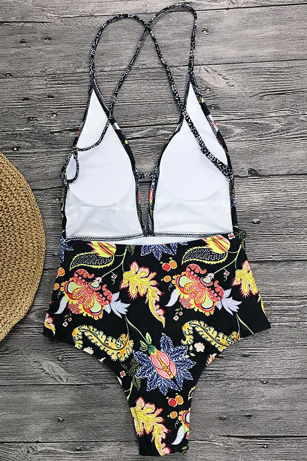 April | Boho Print Swimsuit with V-Neck