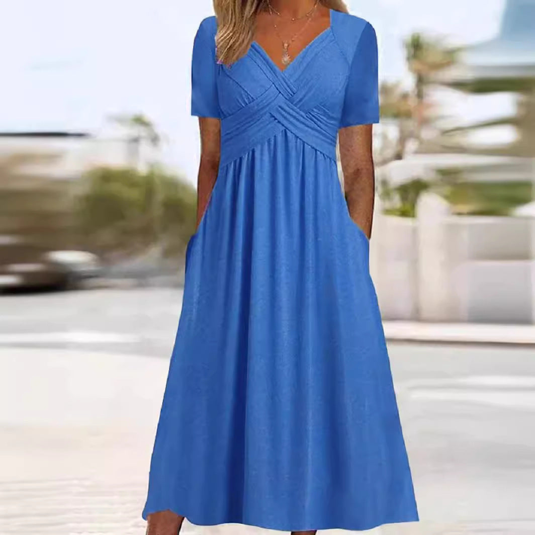 ISLA™ Cross-Pleat Midi Dress