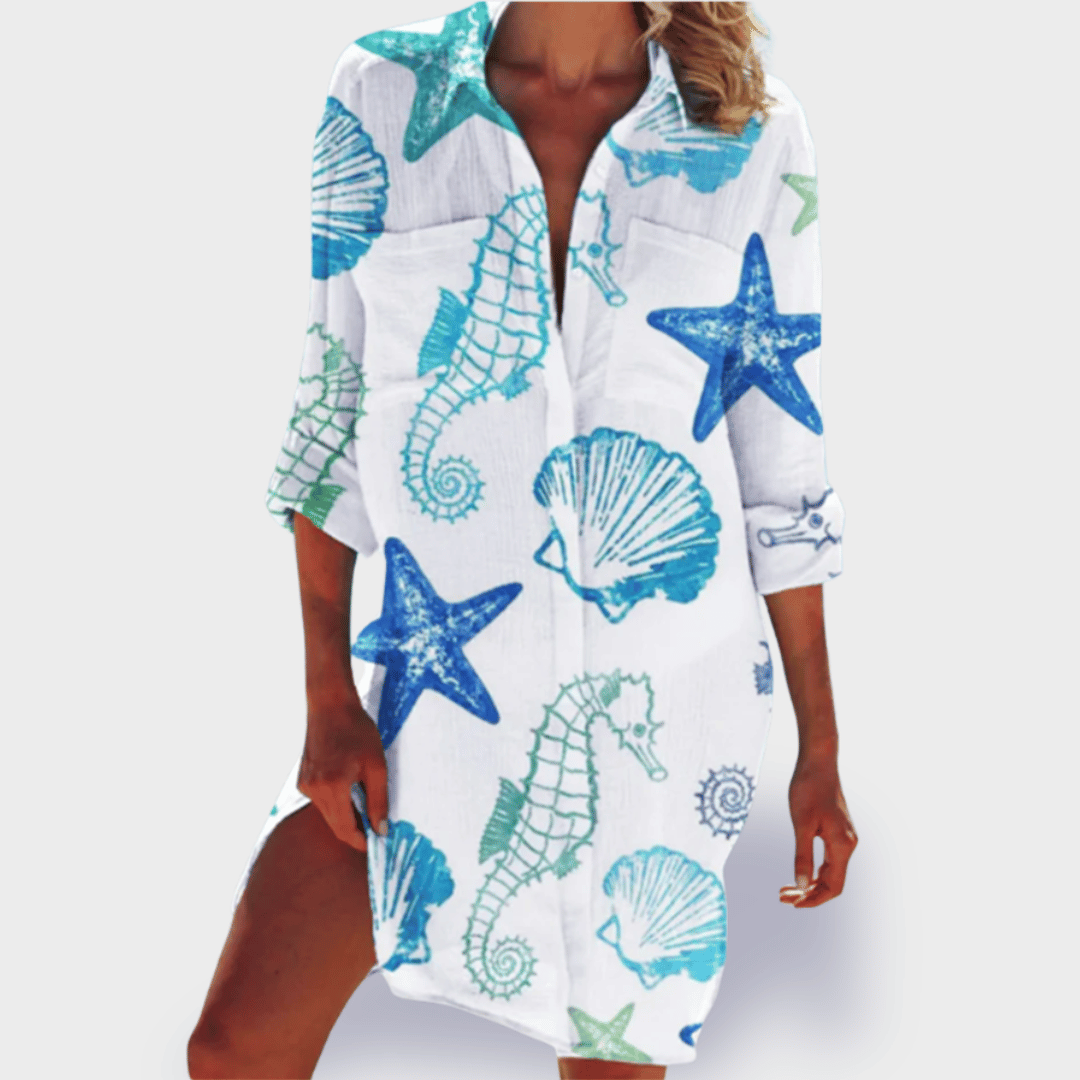 Zentara™ Coastal Print Shirt Dress
