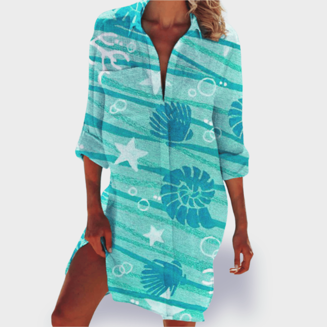 Zentara™ Coastal Print Shirt Dress