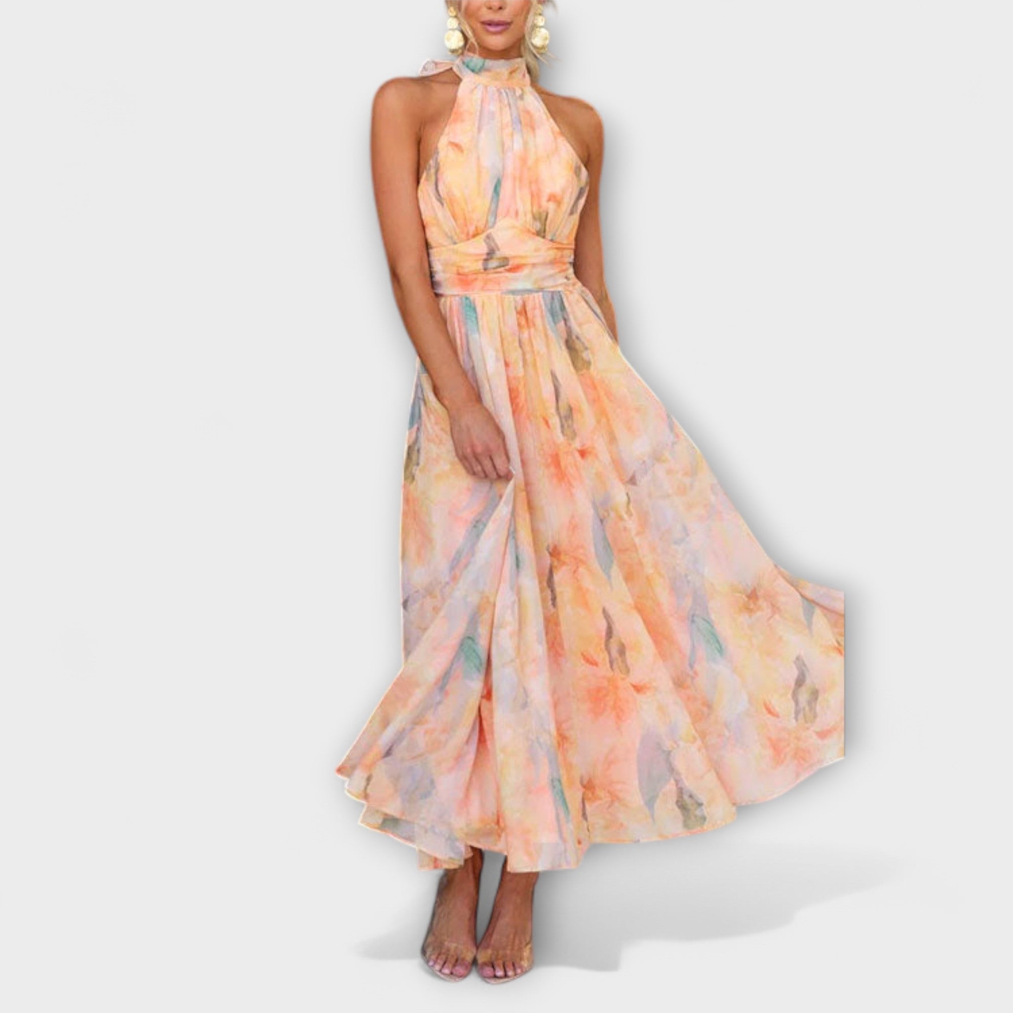 Phoebe™ Swirl Neck Maxi Dress