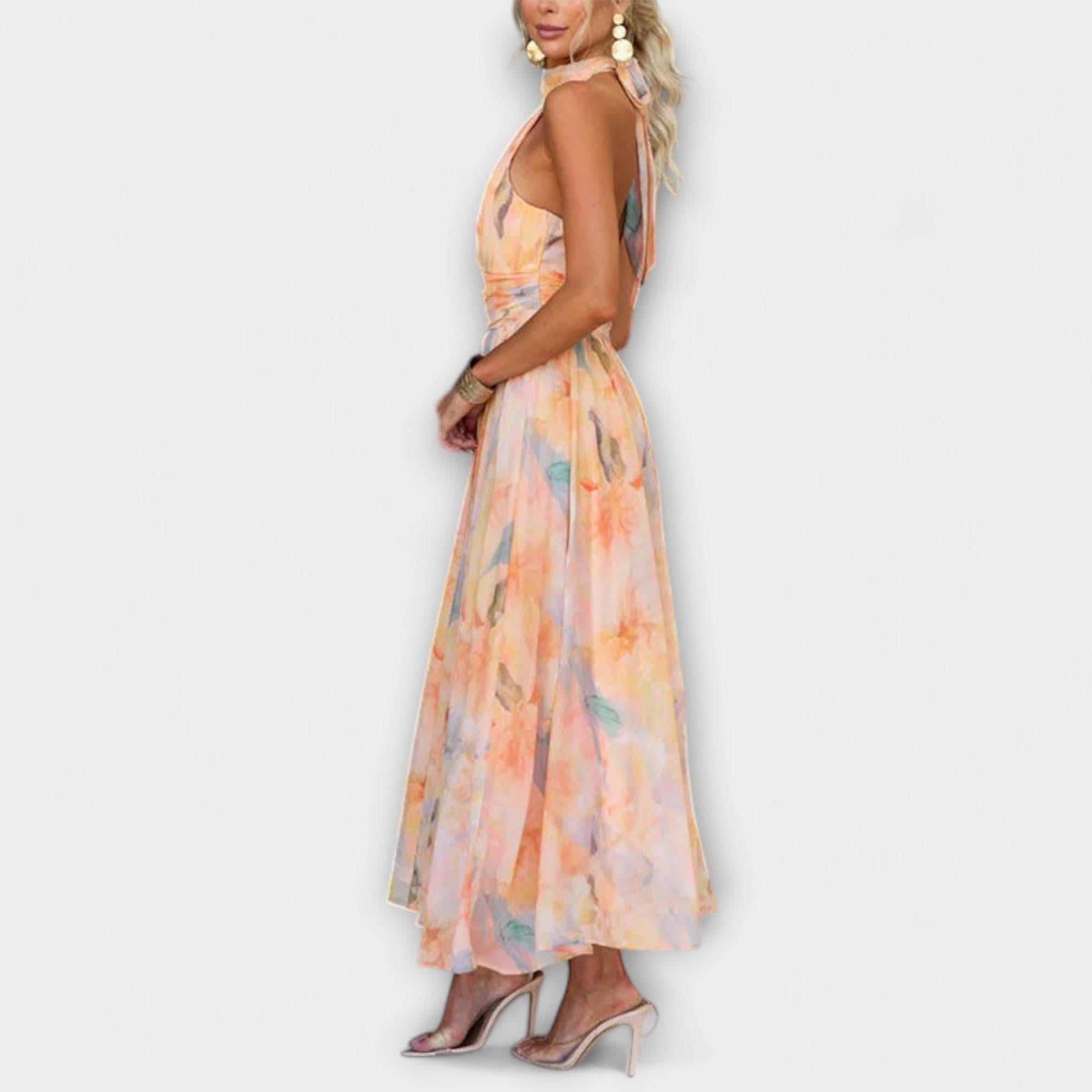 Phoebe™ Swirl Neck Maxi Dress