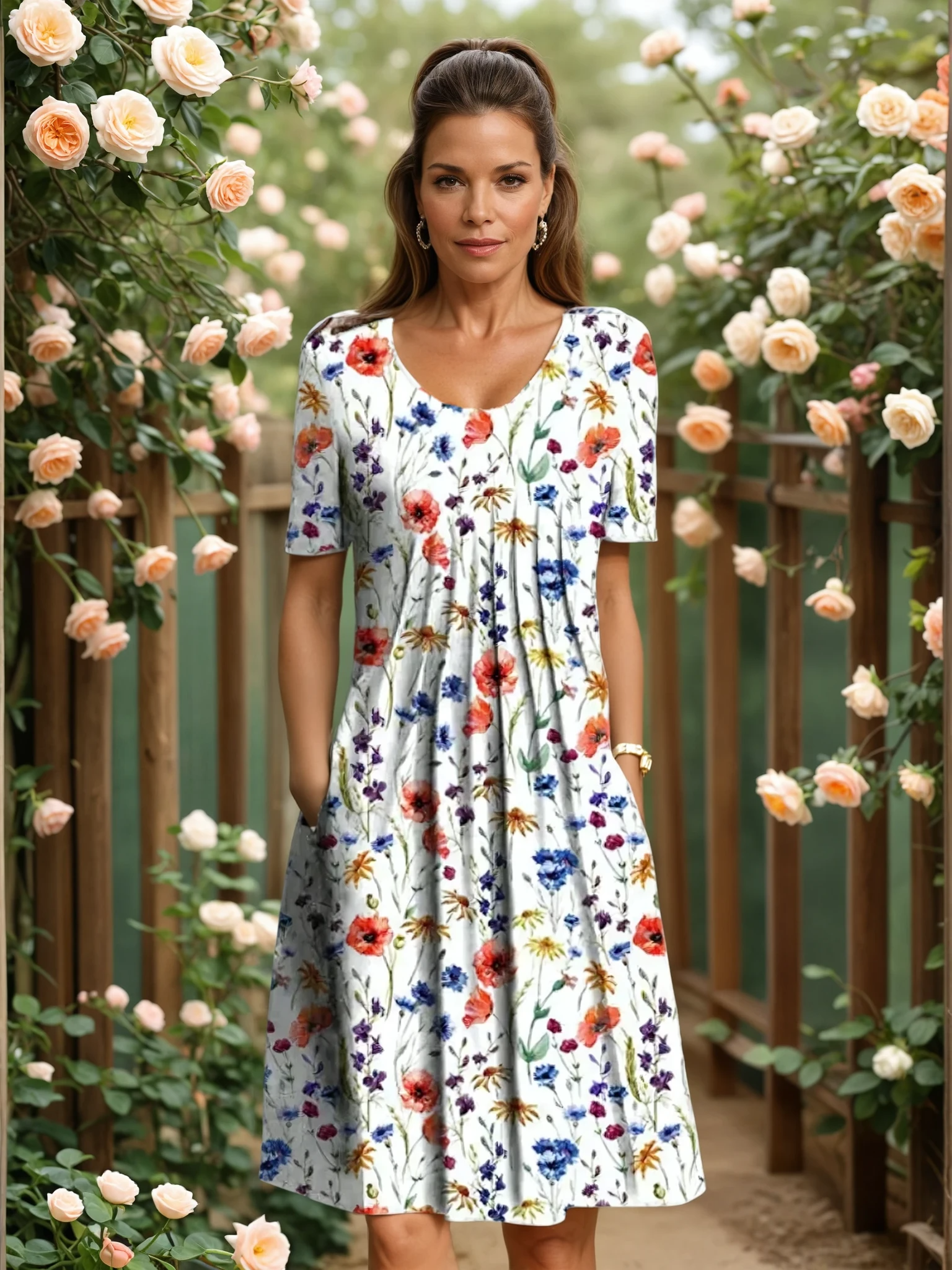 Floravine™ Button Front Summer Dress