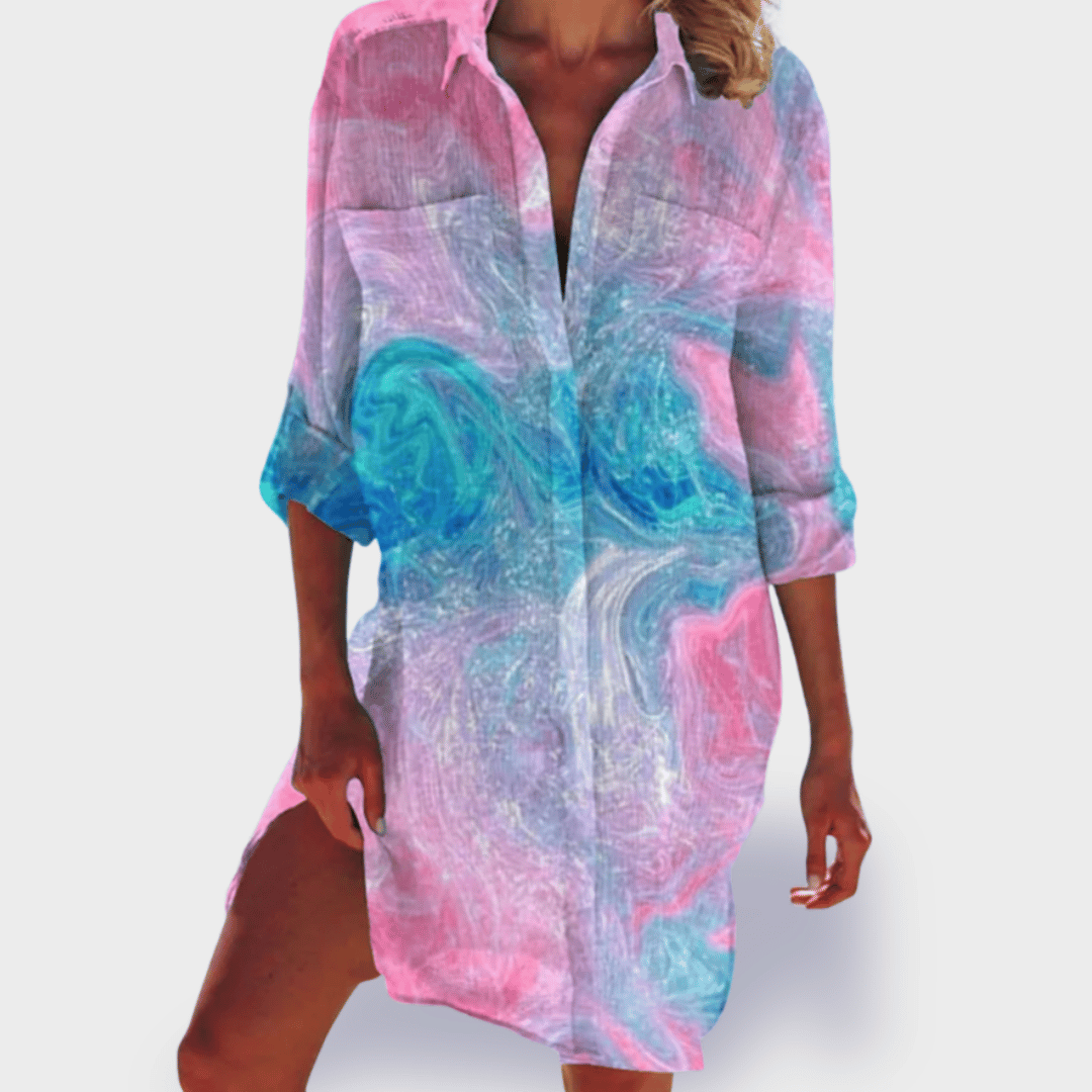 Zentara™ Coastal Print Shirt Dress