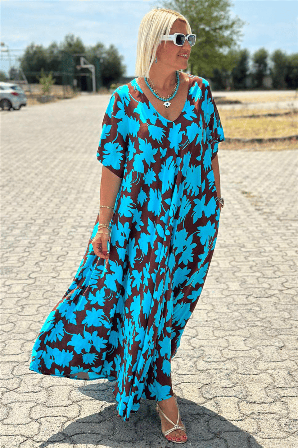 Kendra™ Tropical V-Neck Maxi Dress