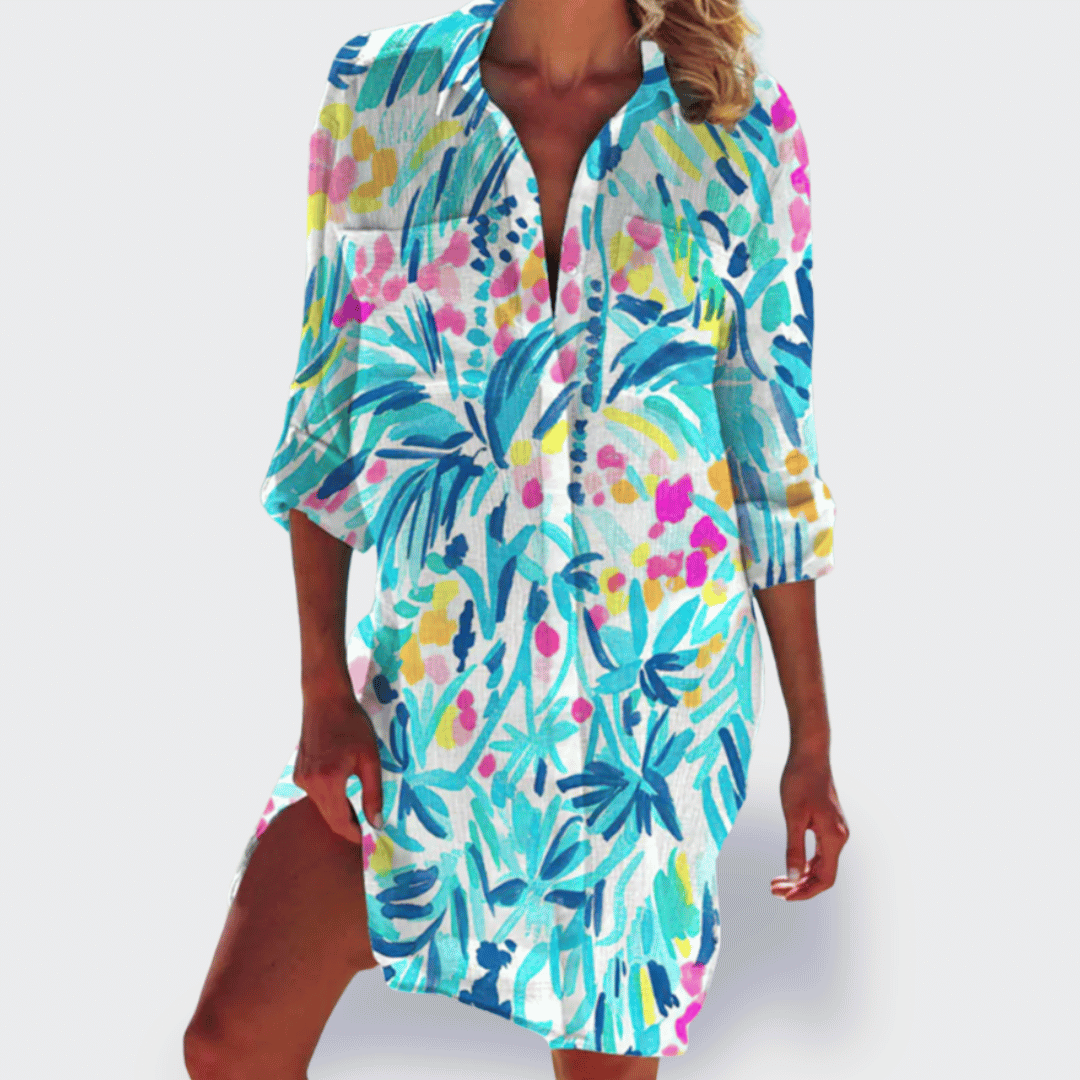 Zentara™ Coastal Print Shirt Dress