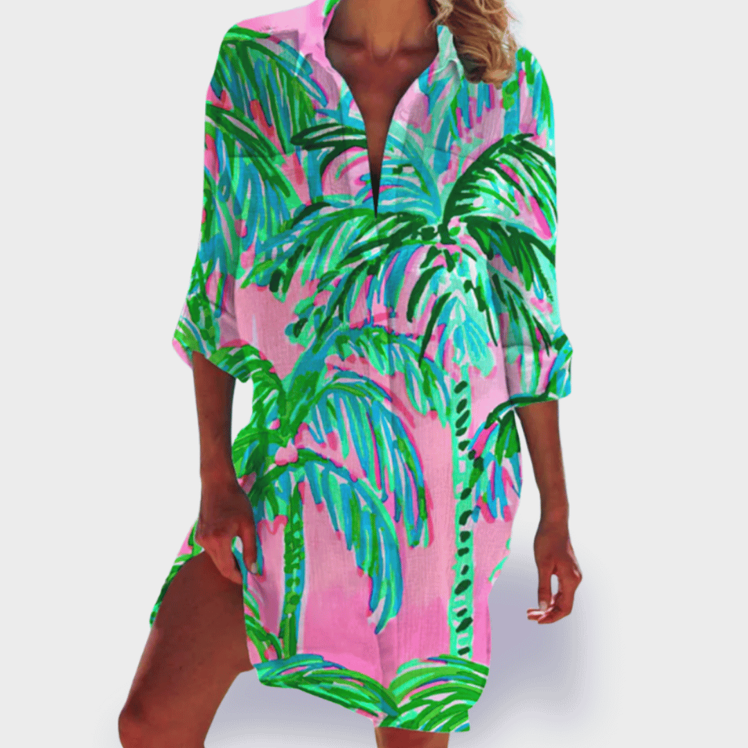 Zentara™ Coastal Print Shirt Dress