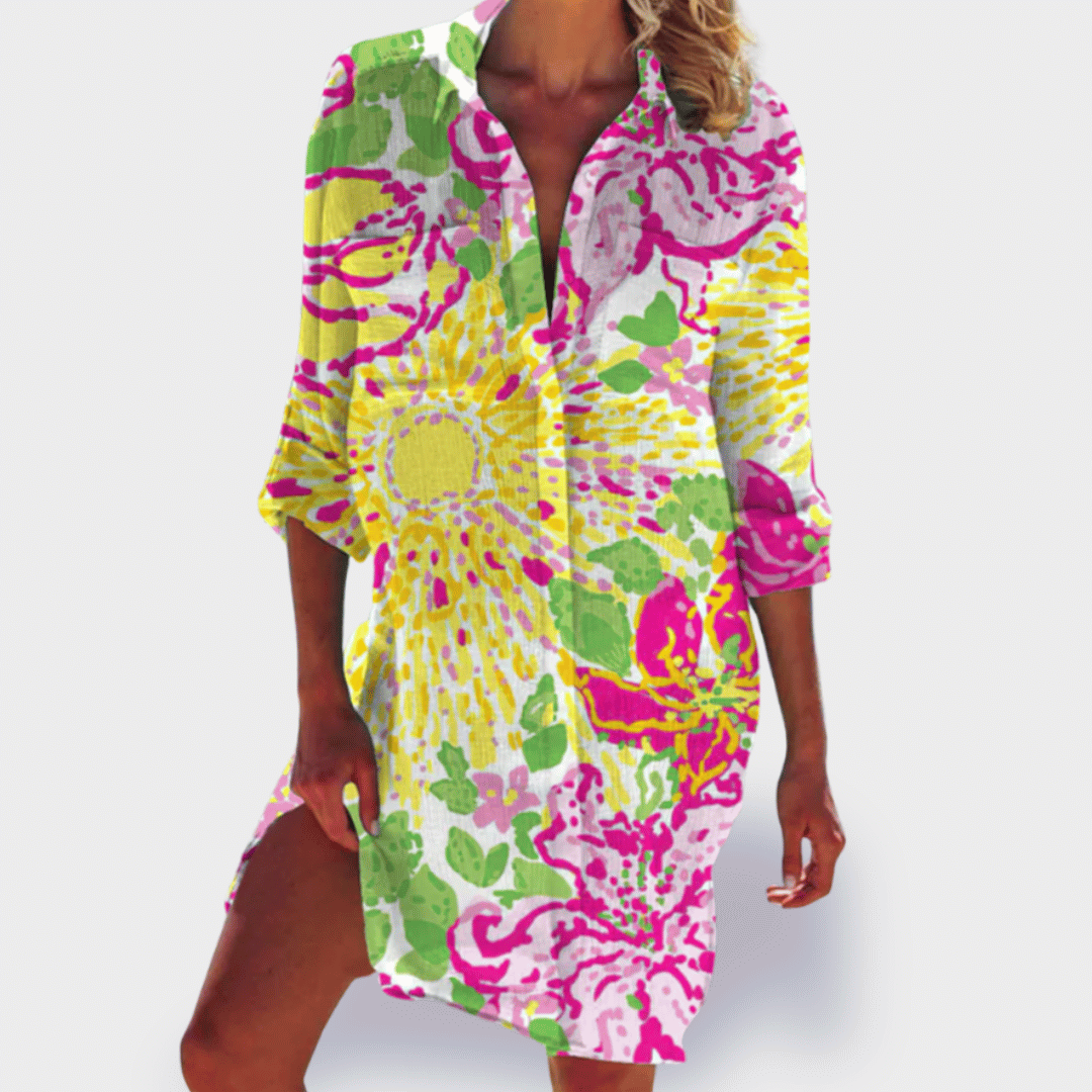 Zentara™ Coastal Print Shirt Dress