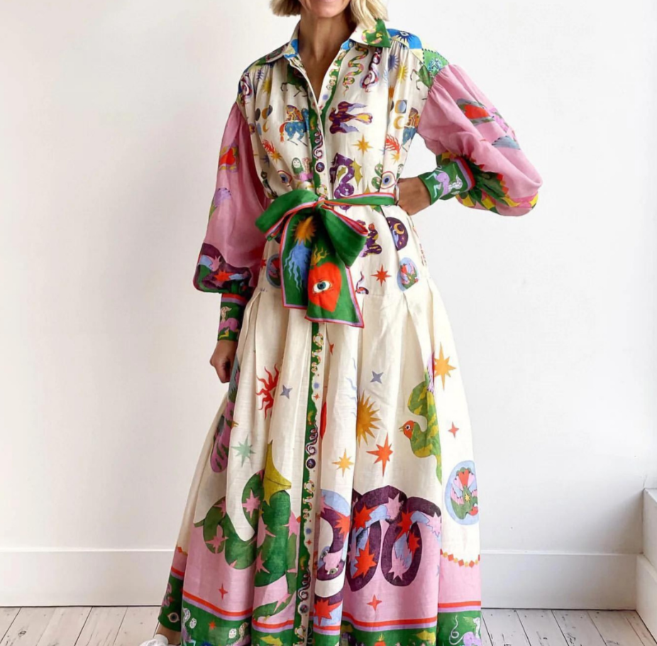 Floravida™ Artistic Maxi Shirt Dress