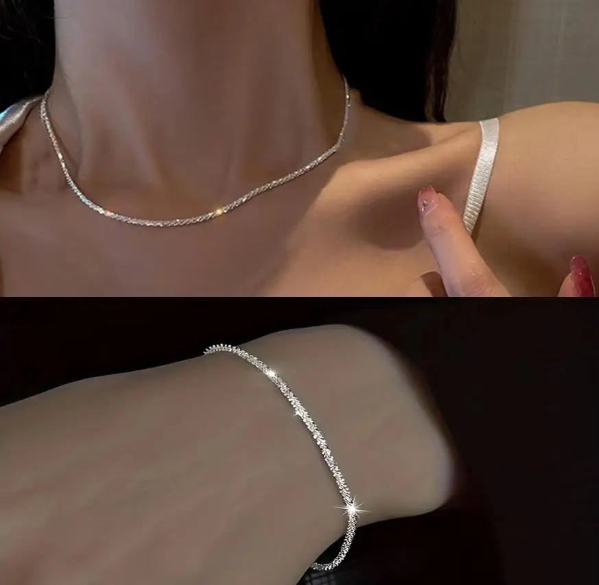 Elise™ Silver Spark Chain and Bracelet Set