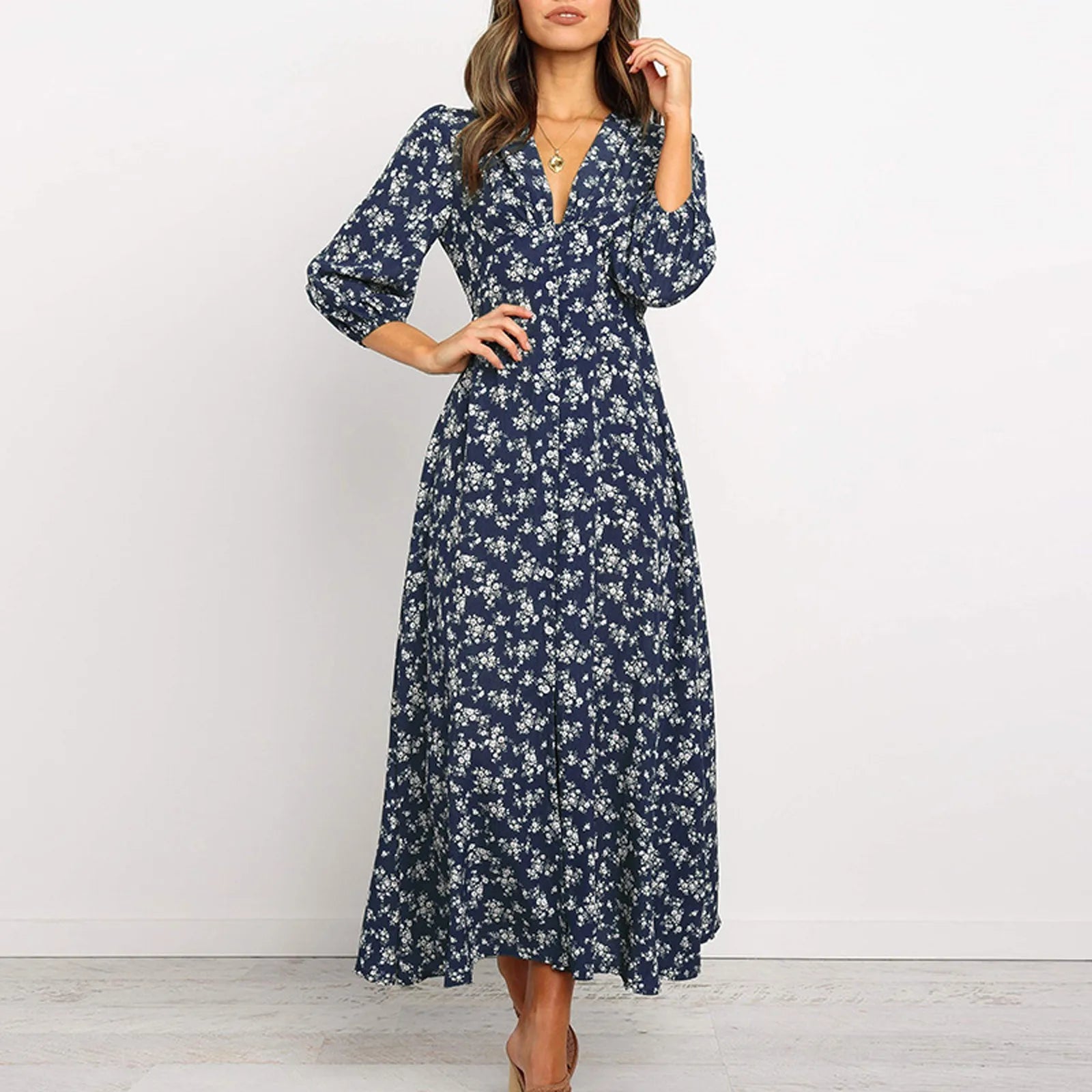 Rosavelle™ Long Sleeve Floral Maxi Dress