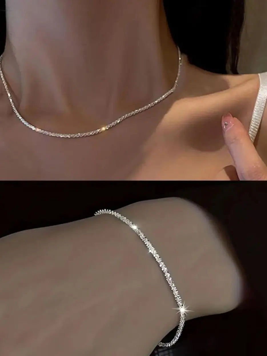Elise™ Silver Spark Chain and Bracelet Set