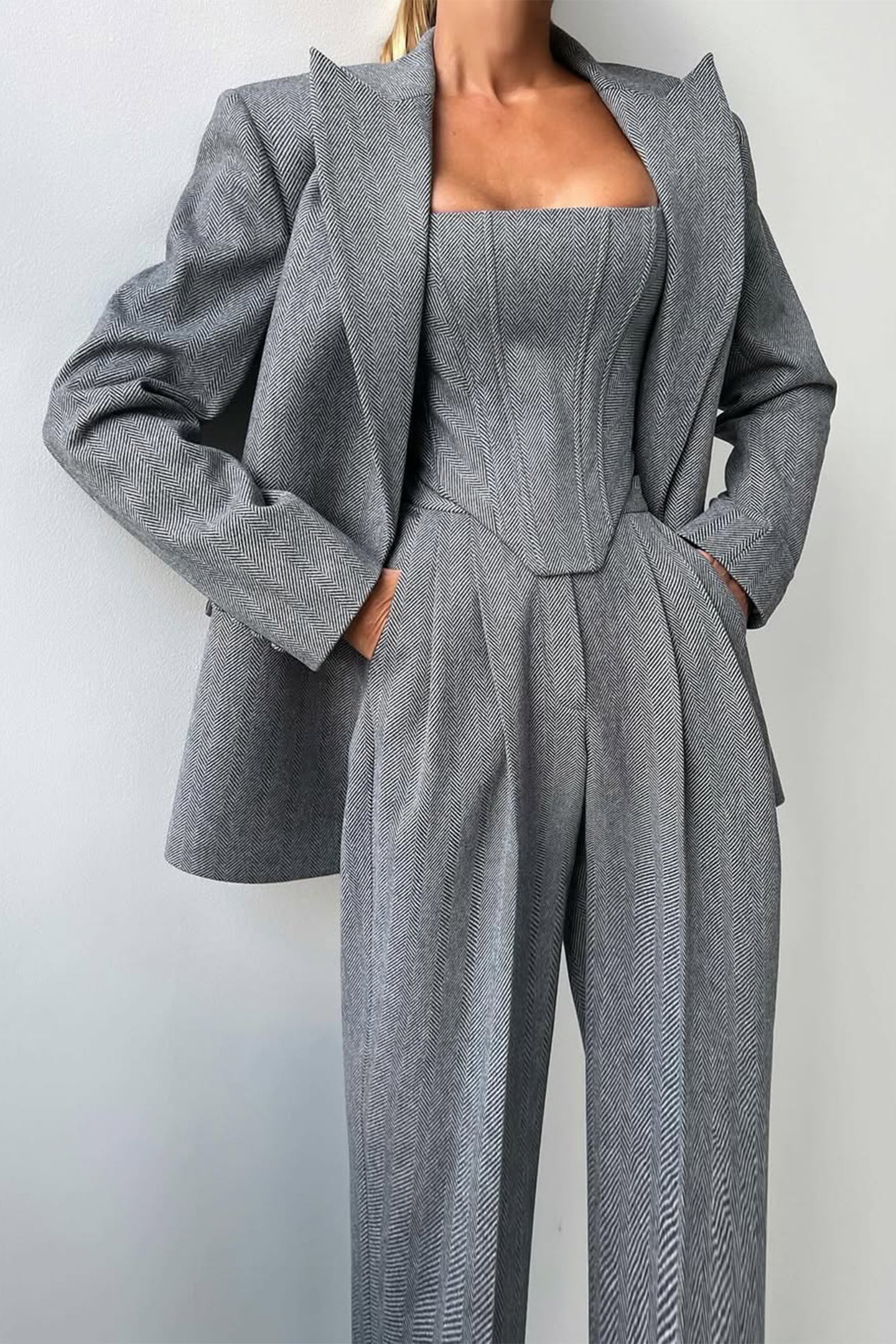 Michelle - Three-piece Set with Double Checked Blazer