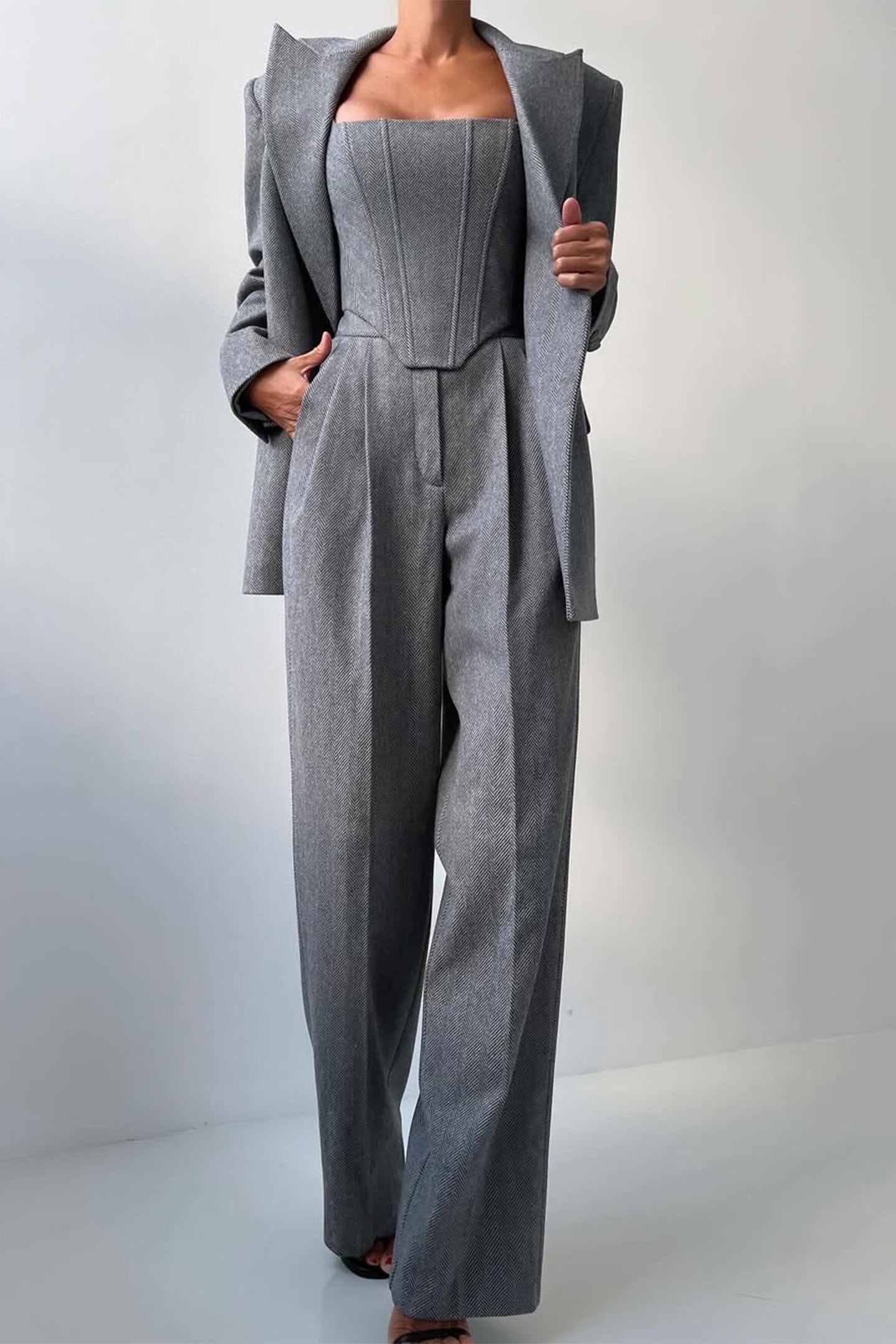 Michelle - Three-piece Set with Double Checked Blazer