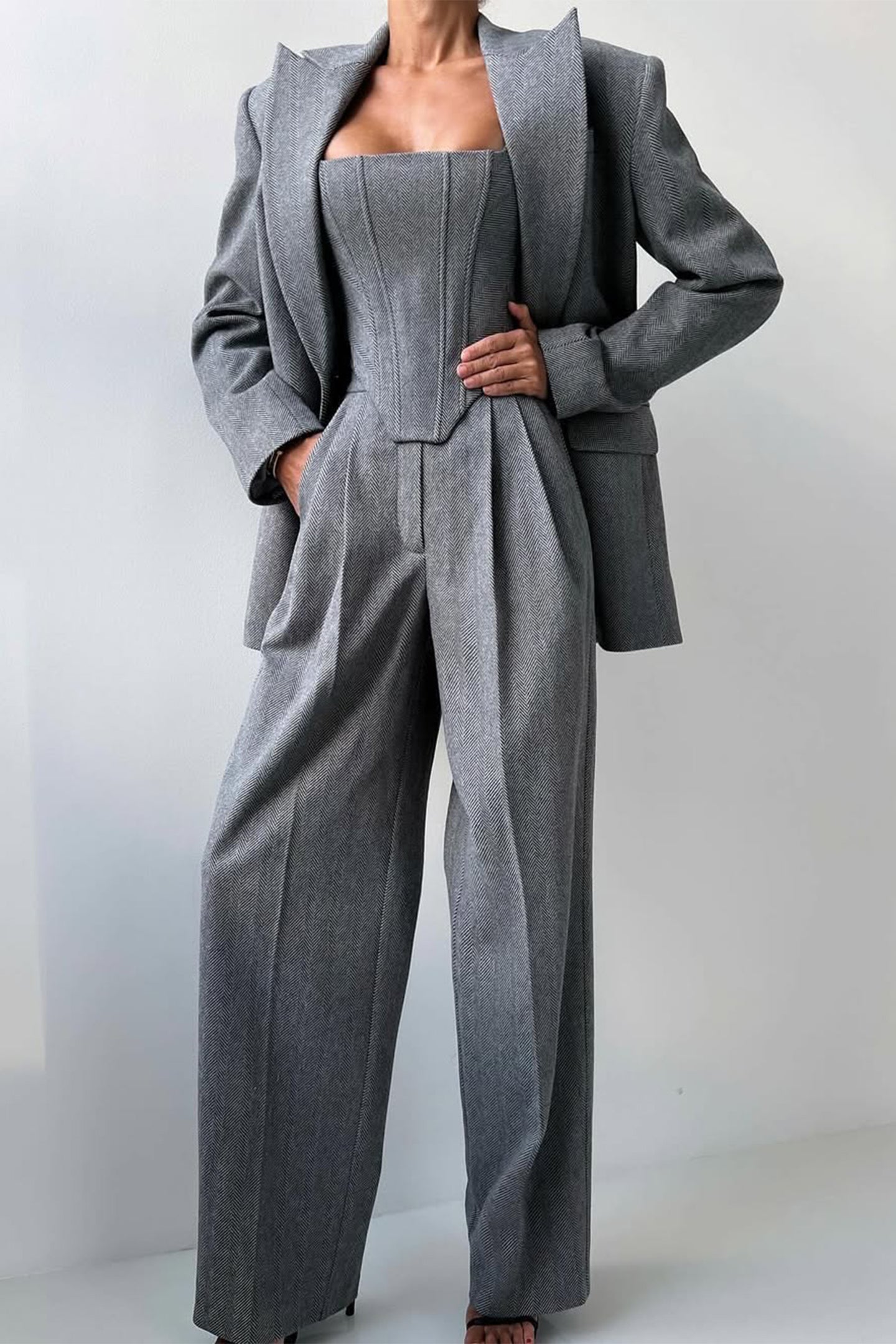 Michelle - Three-piece Set with Double Checked Blazer