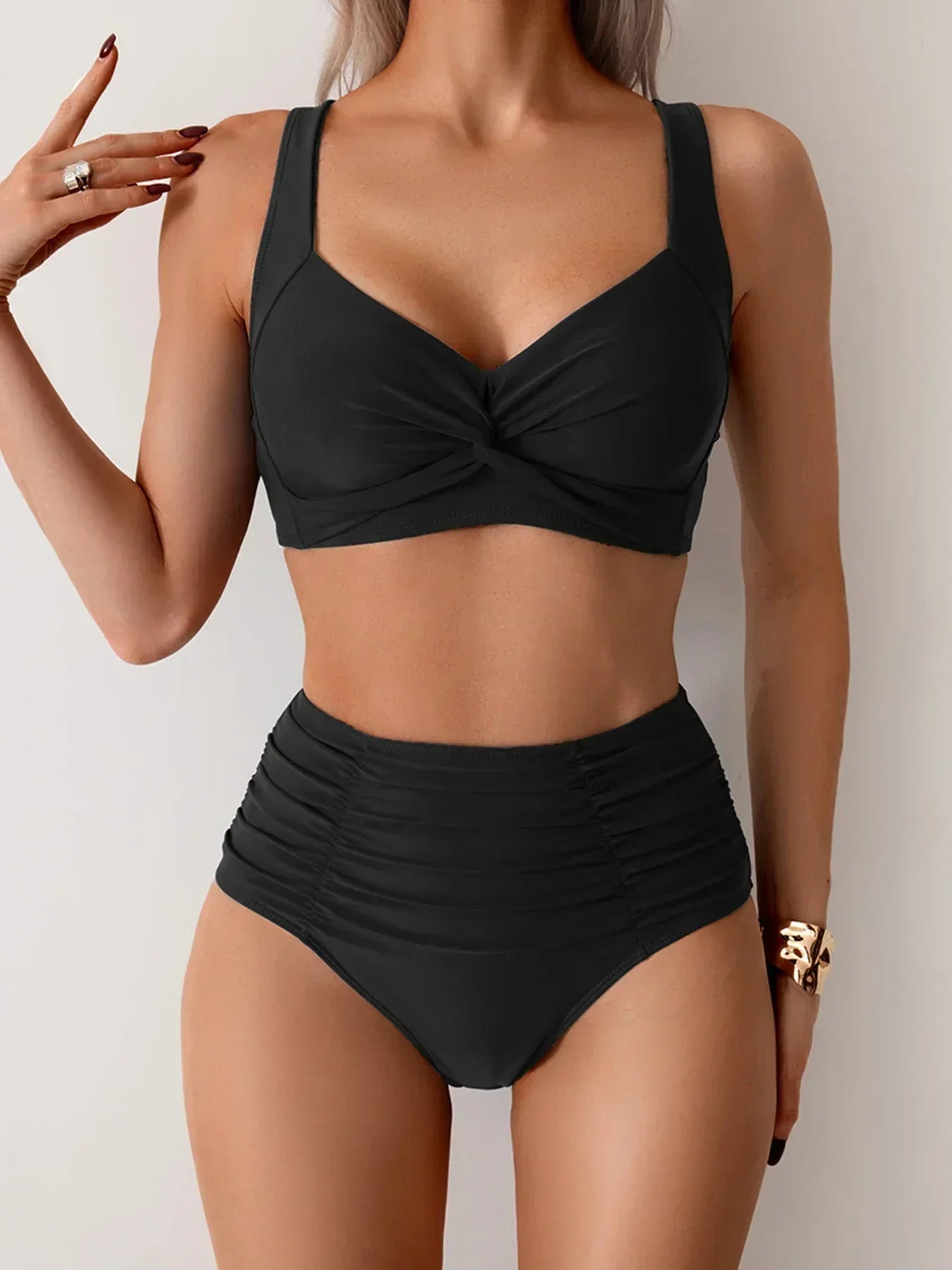 Faye™ Ruched High-Waist Bikini Set