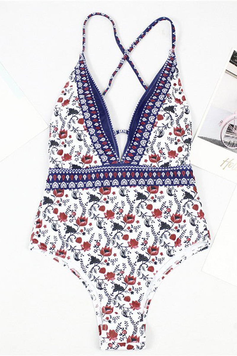 April | Boho Print Swimsuit with V-Neck