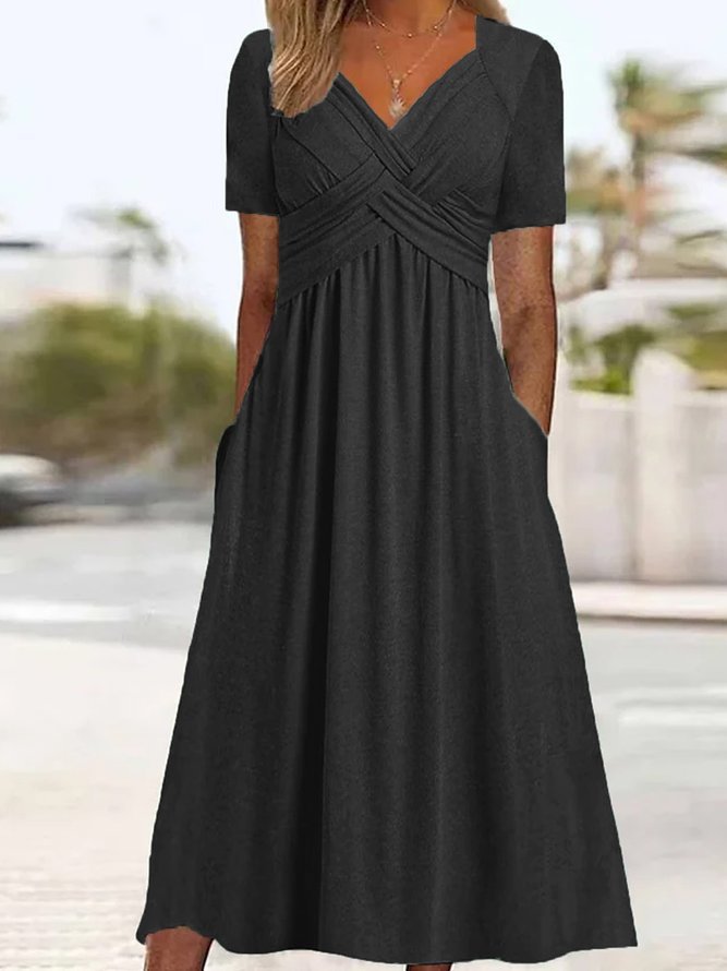 ISLA™ Cross-Pleat Midi Dress