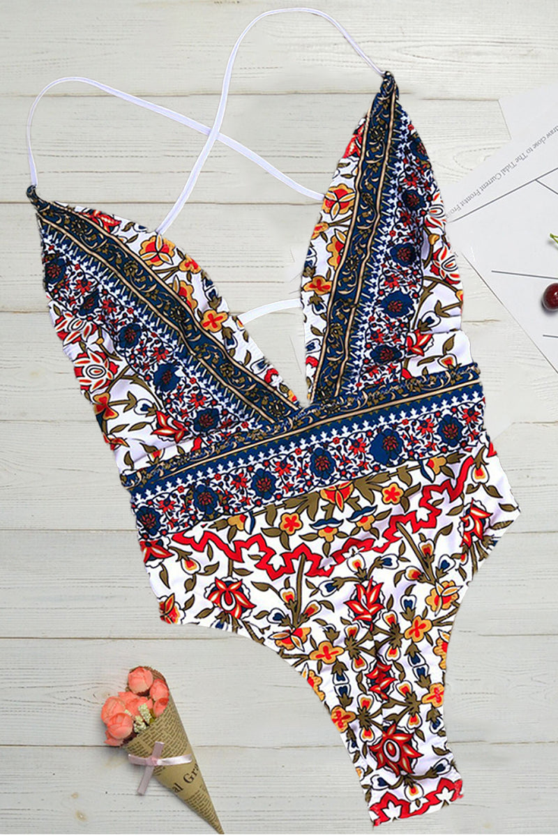April | Boho Print Swimsuit with V-Neck