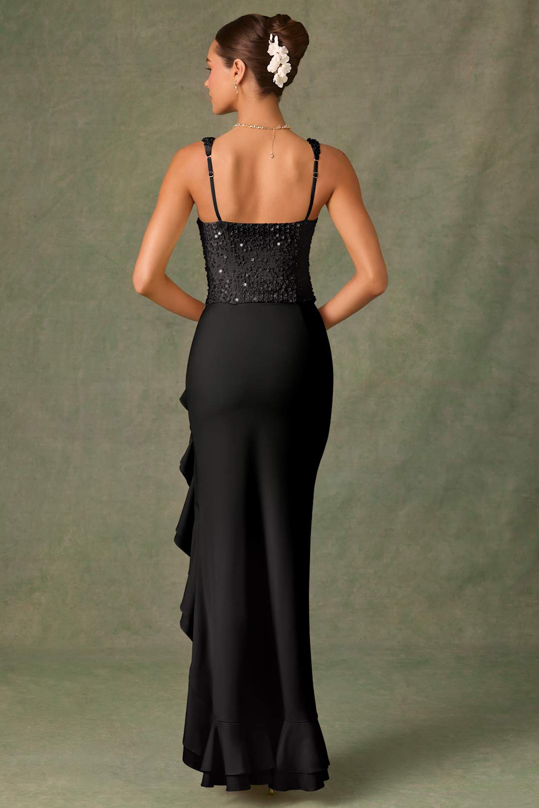 Natalie | Ruffled Satin Corset Dress