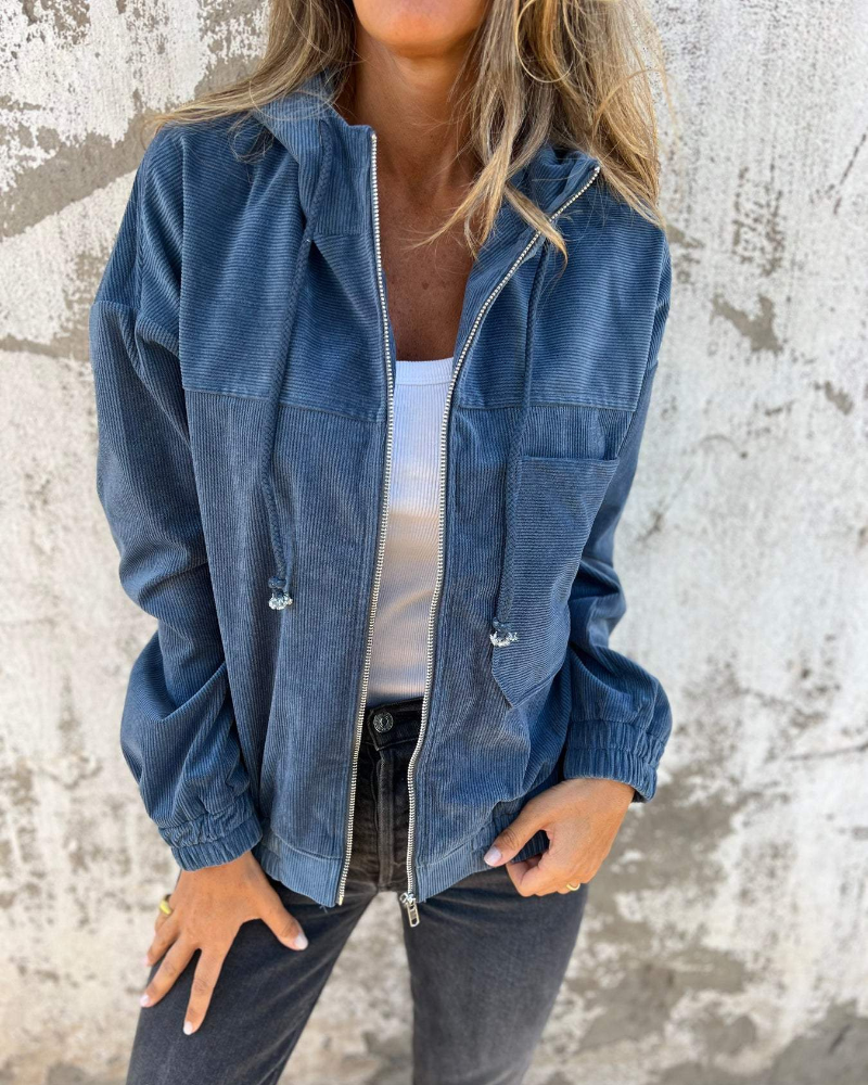 Nikki |  Corduroy Hooded Zip-up Jacket