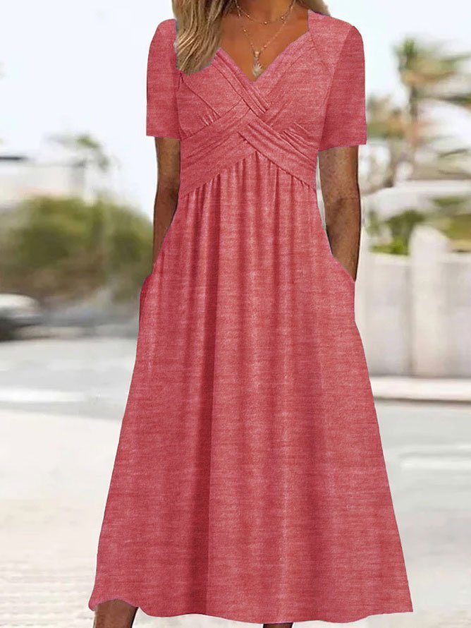 ISLA™ Cross-Pleat Midi Dress