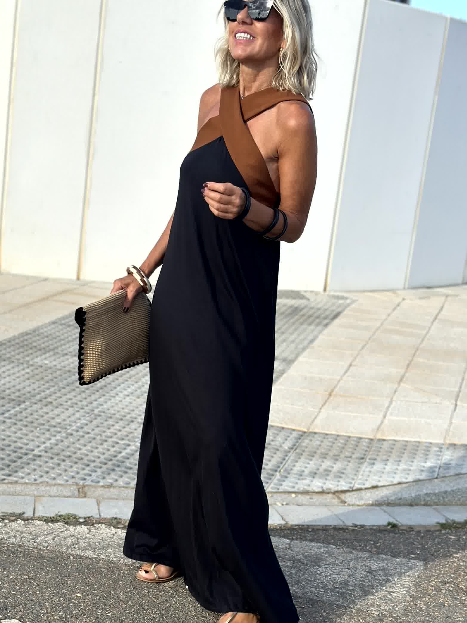 Harperleigh™ Two-Tone Halter Dress