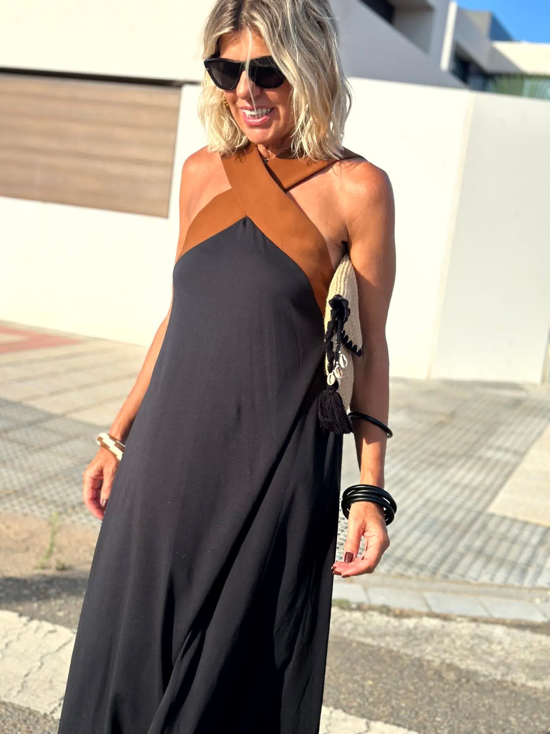 Harperleigh™ Two-Tone Halter Dress