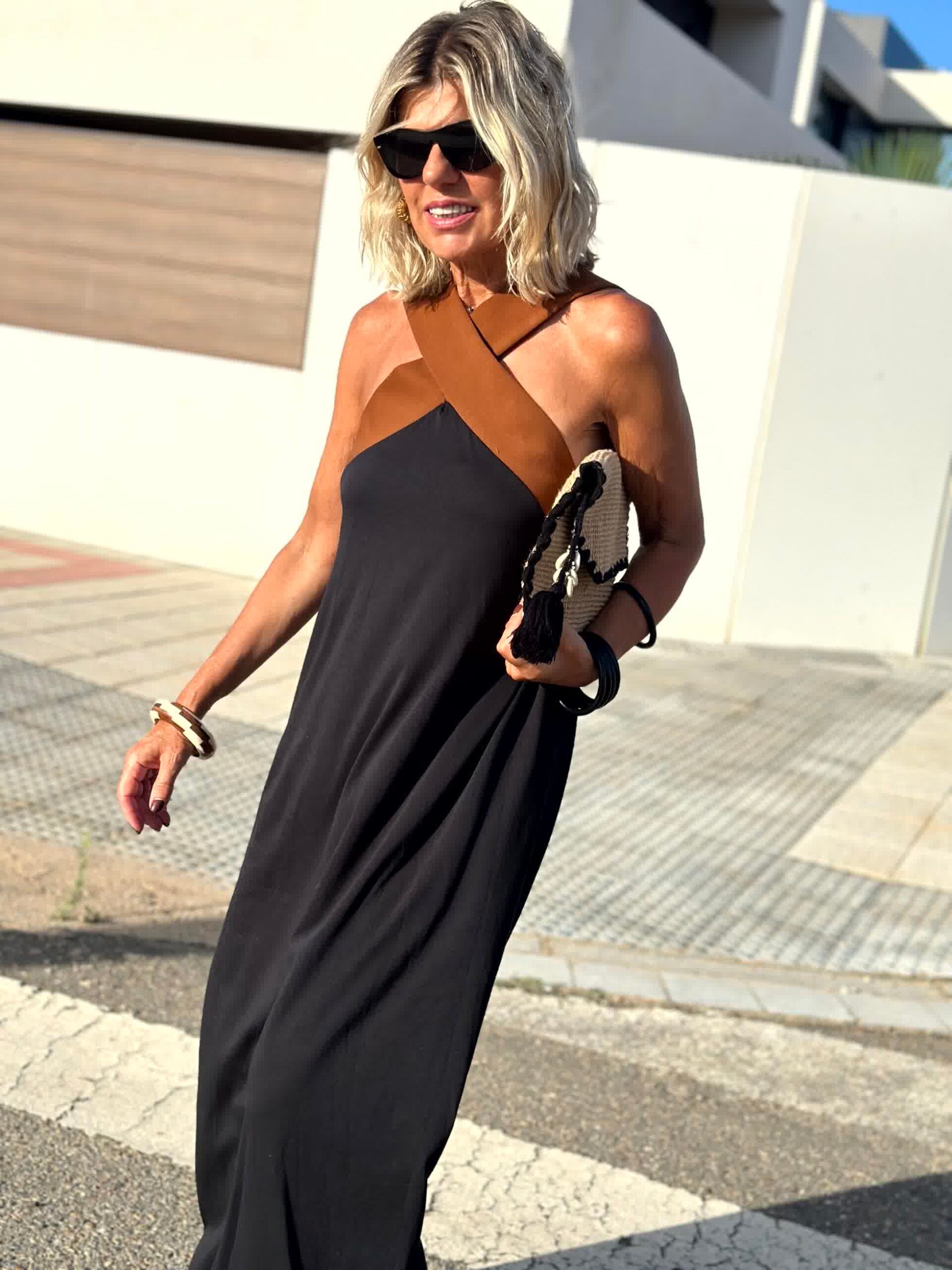 Harperleigh™ Two-Tone Halter Dress