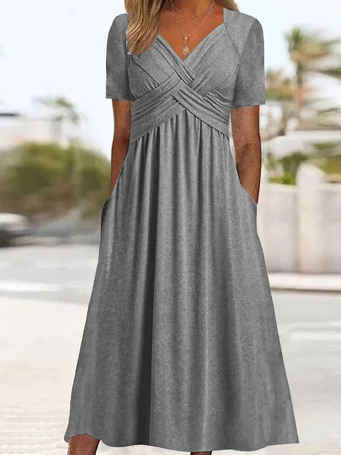 ISLA™ Cross-Pleat Midi Dress