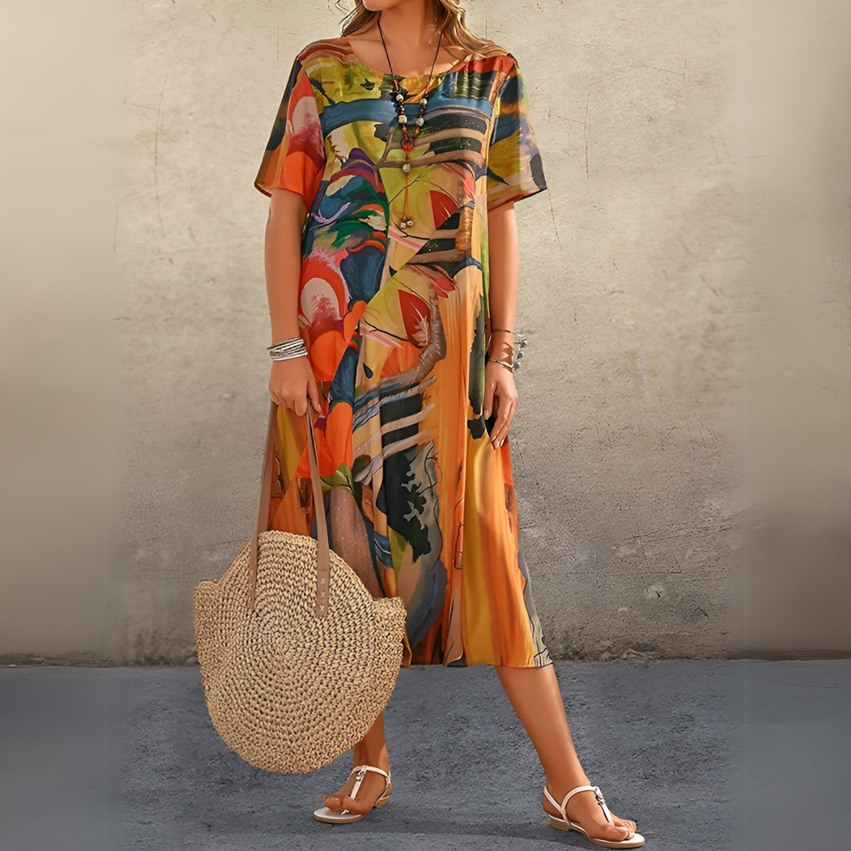 Arlena™ Abstract Print Midi Dress
